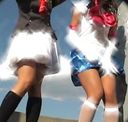 At the school festival cosplay photo session, the strong wind fanned the skirt and the pants looked sloppy No1