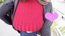 【N cup】 Walk ♪ outside the neighborhood with clothed big breasts red knit