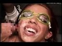 Bukkake to the blonde beauty! Drowning in semen with goggles Dark-skinned gaijin is pure white with facial cumshot