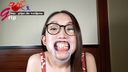 No silver teeth or cavities of Misuzu, a beautiful married woman with glasses! Oral & beautiful tongue aperture close-up