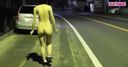 【続編】色白パイパン女子大生が夜に全裸で街を歩いたり歩道橋の上で生挿入本番する