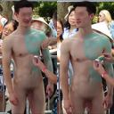 [Body paint] Super handsome man who gets more and more erect!