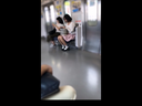 Train observation of gorgeous college girl breasts