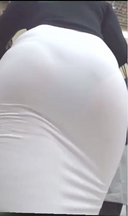 [Vertical video for smartphone] Whip butt in a transparent tight skirt