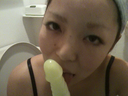 【High image quality】21-year-old OL with beautiful skin masturbates♪ by taking a selfie with a cute voice at home