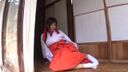 Chastity busty priestess outdoor masturbation on the veranda from daytime