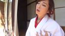 Chastity busty priestess outdoor masturbation on the veranda from daytime