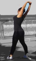 vol297 - Bold transparent T from protruding plump hips wearing leggings (Image & Video)