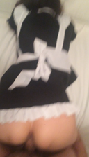 Maid cosplay daughter from the back.