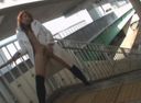 [Outdoor KICHI exposure] 36 Show no panties at a café Naked under a white coat and wander around the city exposure play Amateur breaks in and lucky