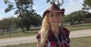 A blonde beauty in a cowgirl invites her body to hitchhike and has gonzo sex