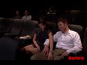 Beautiful woman who loves exhibitionism hides in the movie theater and blows his dick