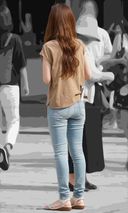 vol306 - tight denim pants with tight-fitting hip line