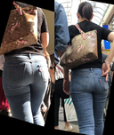 Denim butt on the verge of tearing