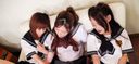 Beautiful girls in uniform found erotic goods while studying and their lower body became, and masturbation was not enough and sex practice [Part 1]