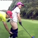 【Caution】A sexual entertainment golf video for an important customer of a famous bank beautiful female bank is leaked! !! Tee shot while inserting the shaft! !! ( * '艸')