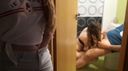 Standing masturbation while peeping at your best friend's SEX