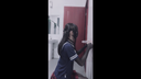 制服コス女装男の娘の公衆トイレ露出ディルドアナルオナニー動画
