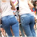 Whip denim butt with sharp panty line