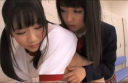 A loli M woman tied up with ropes in lesbian play is tamed by a de S girl in the changing room
