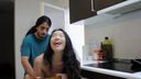 A B-grade Chinese girl entices a gentle long-haired boyfriend of Middle Eastern descent and inserts and as if to show off her rear fullness in the kitchen.