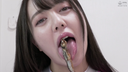 【Tongue Bello & Chewing Tongue】Popular actress Asahi Shizuku Chan's shishamo licking & spitting & chewing!!