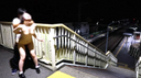 【露出】裸で夜道散歩♡　スレンダー美女が駅や歩道橋で露出せっくす(^^♪　危険映像です笑