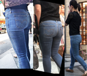 Denim butt on the verge of tearing