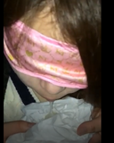 Ejaculation in the mouth with a of a daughter blindfolded with a mask