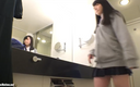 【Teenage girls】Big breasts school swimsuit and uniform, video observing two beautiful girls changing clothes
