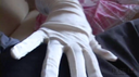 【無】可愛い女の子がメイド服でサテングローブつるすべ手コキ