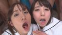 Yuka Osawa and Mika's saliva exchange & oral semen toilet!