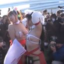 Photo session of radical exhibitionist costume cosplayers