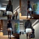 [Beautiful ass OL's city walk] ☆ White tight and sexy black pantyhose!