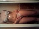 Naughty amateur beauty busty gal masturbates half-undressed while getting wet in the shower