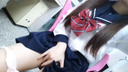 [Personal shooting] Uniform shaved beautiful breast beauty ☆ Masturbation ★ video uncensored by shifting panties in the study room ☆ About 9 minutes