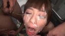 A perverted woman in a micro bikini in a public toilet simultaneously bukkake a large amount of tokuno sperm