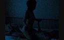 칠흑의 어둠 속에서 침대에서 나무의 불빛만으로 침대에서 허리를 만지는 중년 부부 「모자무」TV에서! 구쵸구쵸와 네토네토가 너무 좋아요! "20분 39초"