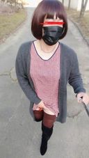 【Cross-dressing】Outdoor exposure No panties walk in the park Masturbation in the shape of a bench M