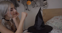 [Uncensored] Naughty and cute Nordic beautiful girl witch summons ♡ a huge through freshly taken off panties