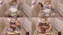 【Personal shooting】Mass food bukkake for the maid! Masturbation ♡ with slimy liquid