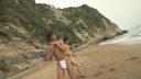 Very popular model! Kanae and Hironori have gutsy SEX at Hatten Beach!