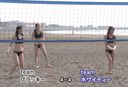 Video of young woman enjoying beach volleyball and image video in swimsuit