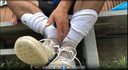 Taking off the soccer socks used in practice (sakast) 2