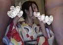 [None] Threesome play with a beautiful married woman in kimono and buttocks inserted at the same time