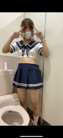 【Married Woman Amateur】Halloween Cosplay Masturbating in the toilet in a sheer sailor suit