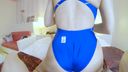 [4K]☆競技泳裝視頻☆ Serika-chan（20歲）穿著藍色競技泳衣騎行手持相機