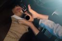 【Secret in the car】Leg shooting with a self-job from a footjob