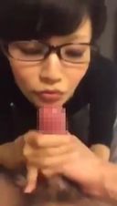 Bukkake on the face of a beautiful sister with glasses