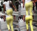Plump buttocks that show through yellow